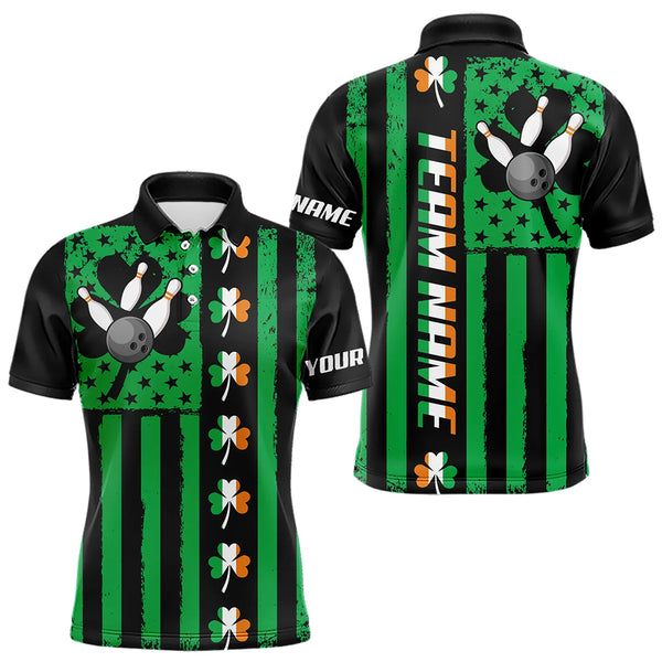 Black and Green American flag Irish Men bowling shirts Custom St Patrick Day Bowling Team Jersey NQS9612