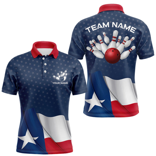 Men's bowling Polo, Quarter Zip shirts Custom name Texas flag vintage Bowling Team Bowlers Jerseys NQS9768