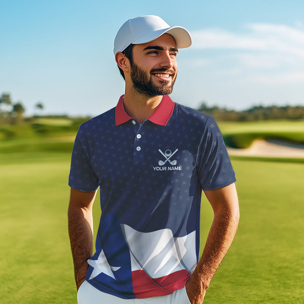 Texas Flag Golf Polo Shirts For Men Custom Team Name golf tops for mens, patriotic golf gifts NQS9769
