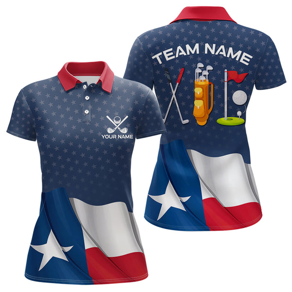 Texas Flag Golf Polo Shirts For Women Custom Team Name ladies golf tops, patriotic golf gifts NQS9769