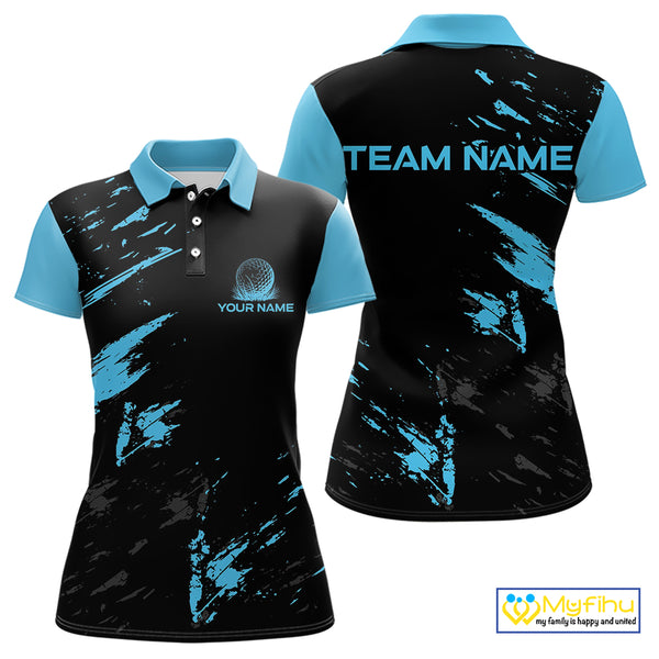 Black and Blue Golf polo shirts For Women Custom name ladies golf outfits, gifts for golf lovers NQS10019