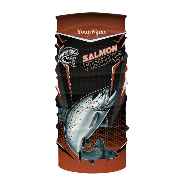 Black & Orange Chinook Salmon Long Sleeve Fishing Shirt, Personalized Salmon Fishing Tounament Jersey NQS9773