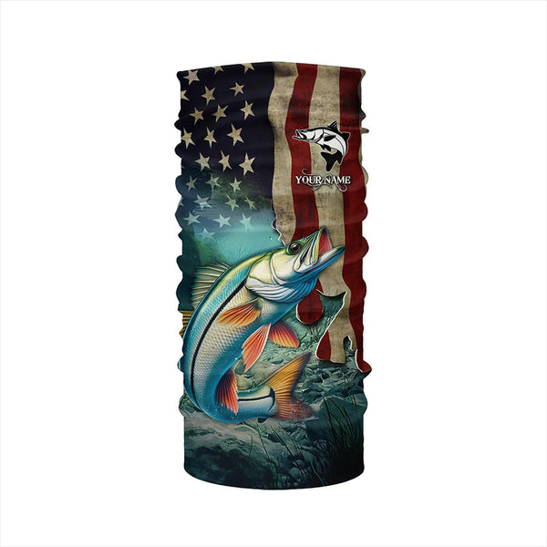 Snook Fishing 3D American Flag Patriotic Customize name Sun protection long sleeve fishing shirts NQS513