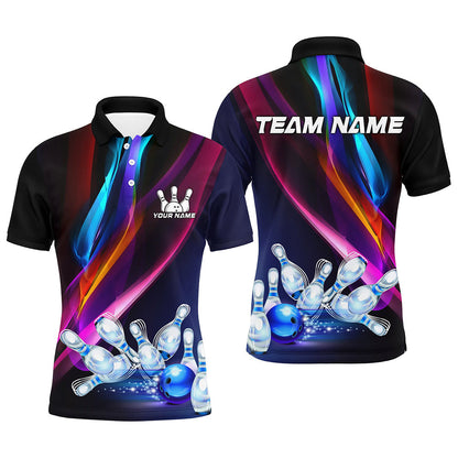 Colorful Lights Bowling Team jerseys Custom Bowling Polo, Quarter Zip Shirt For Men, gift for bowlers NQS7939