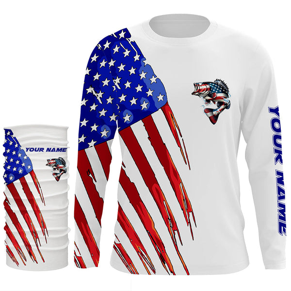 Bass Fishing American flag patriotic fishing Customized patriotic Fishing Clothing NQS2425