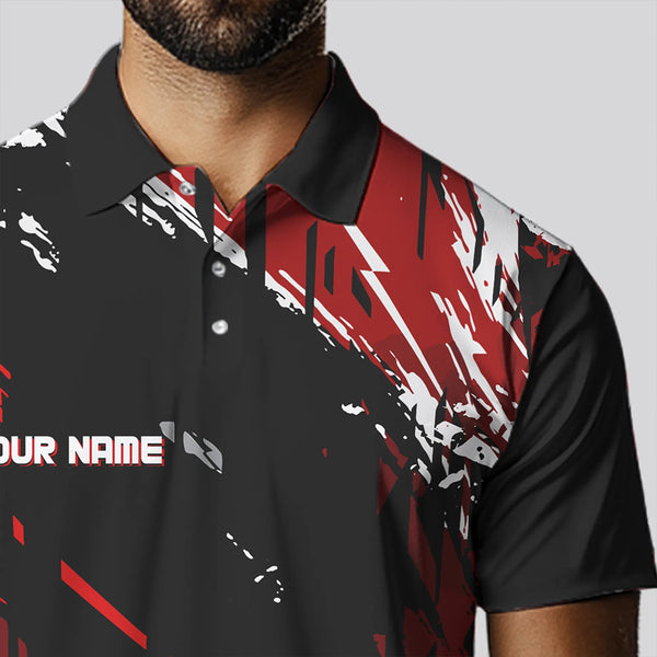 Black and Red Mens Golf Polo Shirt Custom retro golf ball clubs golf team league jerseys NQS9455