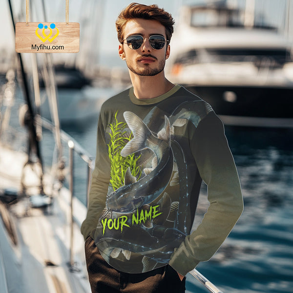 Personalized Catfish Fishing jerseys, Catfish scales long sleeve fishing shirts uv protection NQS10332
