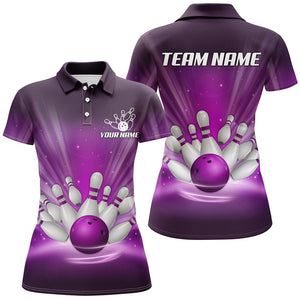 Purple light Bowling Polo, Quarter Zip Shirts For Women Custom Bowling Team League Uniform NQS8818