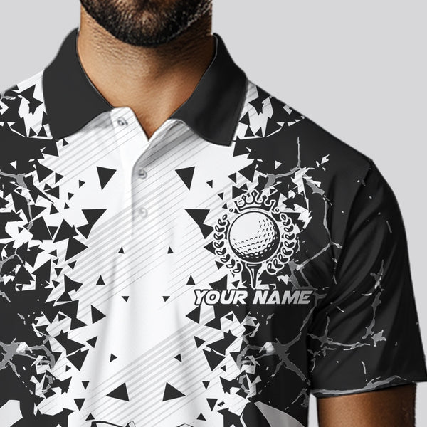 Black and White broken Golf ball Polo shirt for men Custom Team golf uniform mens golf tops NQS9787