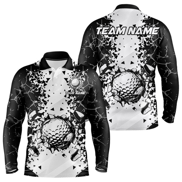 Black and White broken Golf ball Polo shirt for men Custom Team golf uniform mens golf tops NQS9787