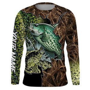 Crappie fishing camo Long Sleeve Fishing tournament shirts UV protection customize name UPF 30+ NQS2148