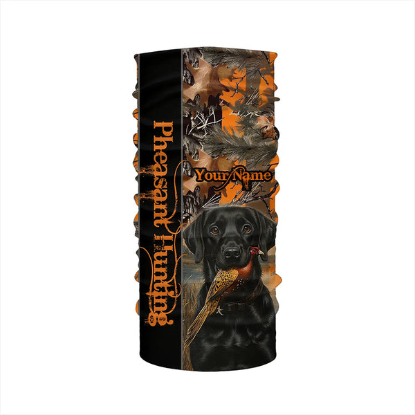 Pheasant Hunting with dog Labrador Retriever orange camo Custom name 3D All over print hunting shirt NQS2270