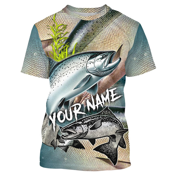 Personalized Chinook salmon Fishing jerseys, salmon scales long sleeve fishing shirts uv protection NQS3685