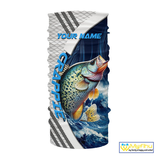 Blue and White Camo Crappie fishing Custom name sun protection Crappie fishing team jerseys NQS10555