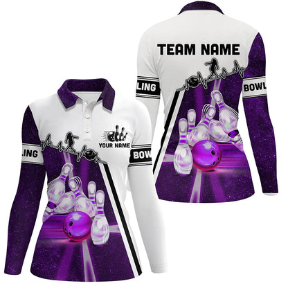 Purple galaxy light bowling ball pins custom Women bowling Polo Team League jerseys, bowling gifts NQS6768