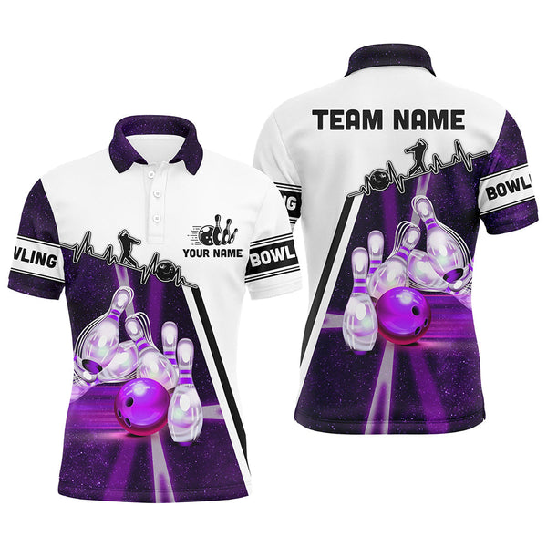 Purple galaxy light bowling ball pins custom Bowling Polo Team League jerseys, bowling gifts NQS6768