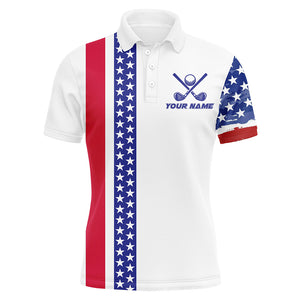 Red, white and blue American Flag Mens Golf Polo Shirts Custom Patriotic Golf shirt For Men NQS9098