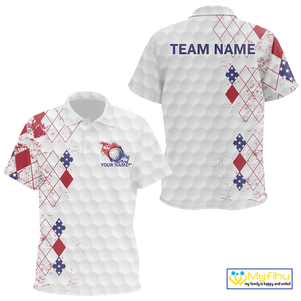 Red, White & Blue argyle American Flag Kid golf polo shirts custom patriotic golf apparel for kid NQS9814
