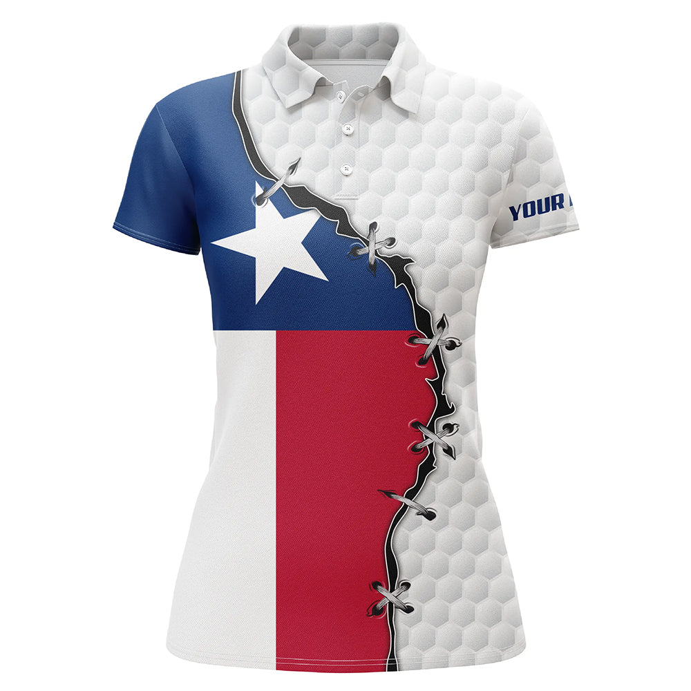 Womens golf polo shirts Texas flag white golf ball skin pattern custom patriot team golf shirts NQS7982