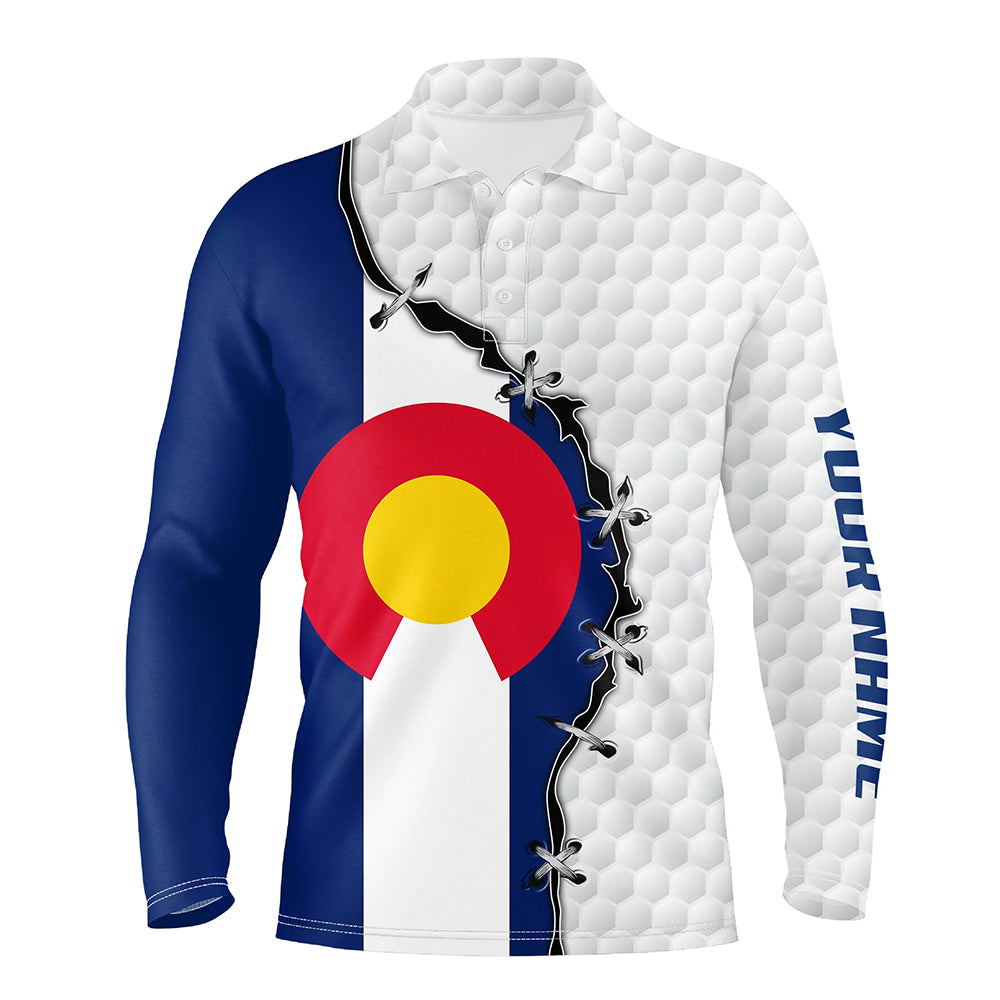 Mens golf polo shirts Colorado flag white golf ball skin pattern custom patriot team golf shirts NQS7983