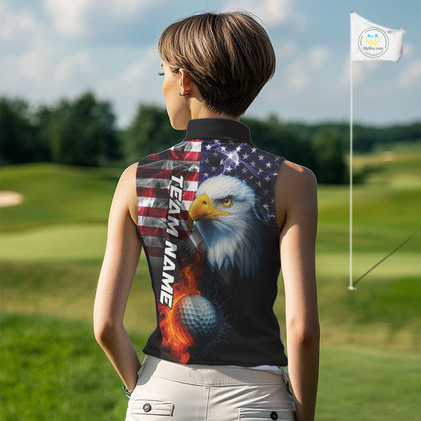 Smoke American Flag Eagle Fire and water Golf sleeveless polo shirt Custom patriotic Team golf top NQS10354
