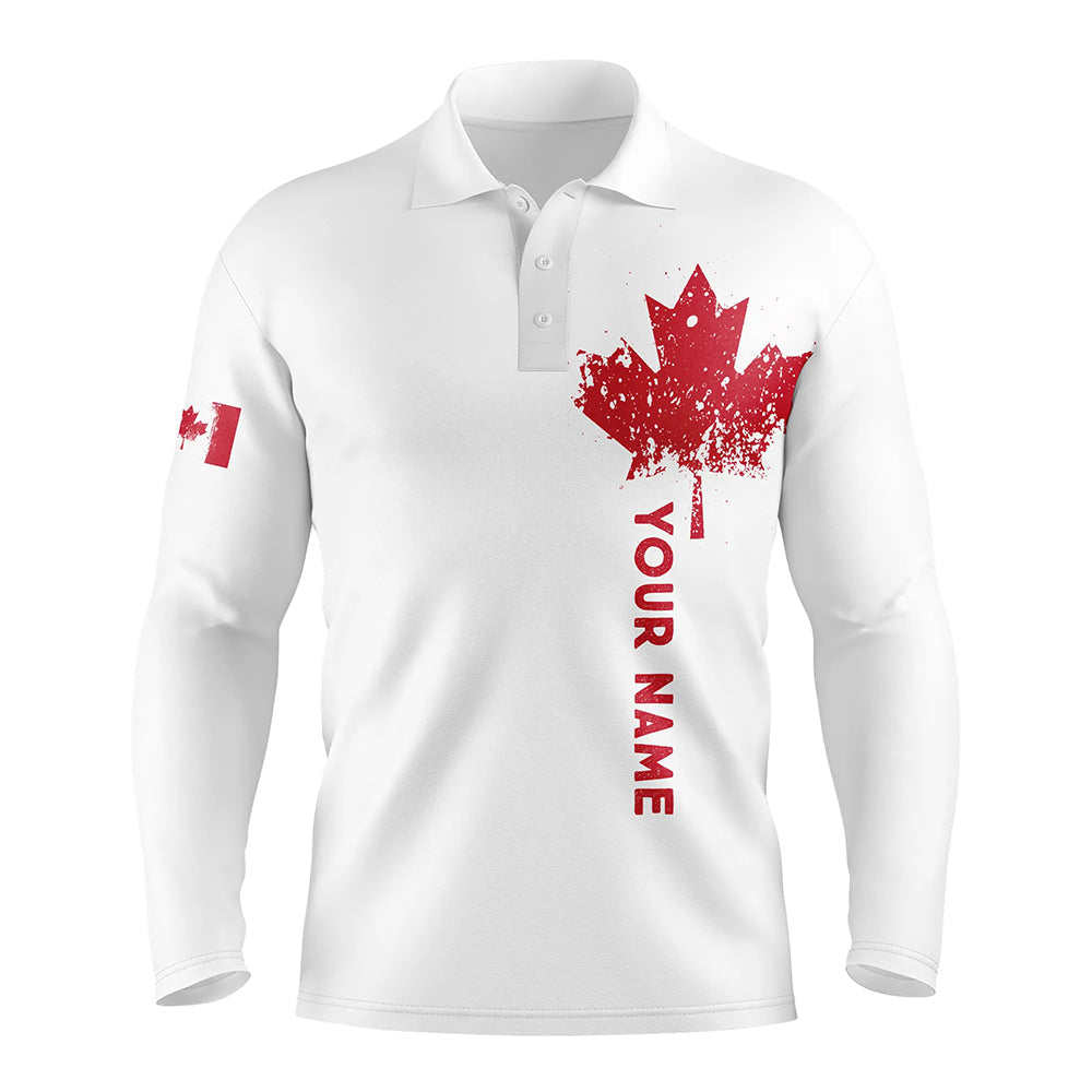 Mens golf polo shirts custom Canadian flag white golf shirts, custom polo jerseys for mens NQS7115