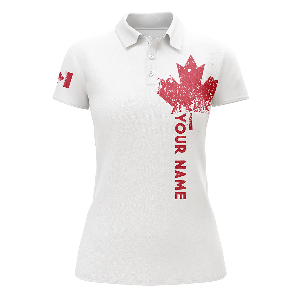 Womens golf polo shirts custom Canadian flag team white golf shirts, custom polo jerseys for ladies NQS7115