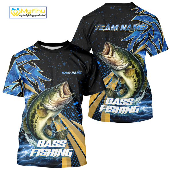 Blue Camo Largemouth Bass fishing Custom sun protection Bass fishing jerseys, custom fishing apparel NQS9931