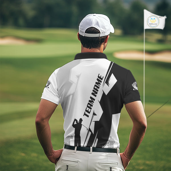 Mens golf polo shirts custom white and black golf tops for men, best golf gifts NQS10061