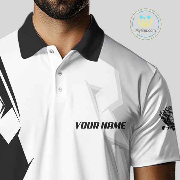 Mens golf polo shirts custom white and black golf tops for men, best golf gifts NQS10061