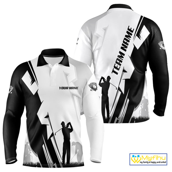 Mens golf polo shirts custom white and black golf tops for men, best golf gifts NQS10061