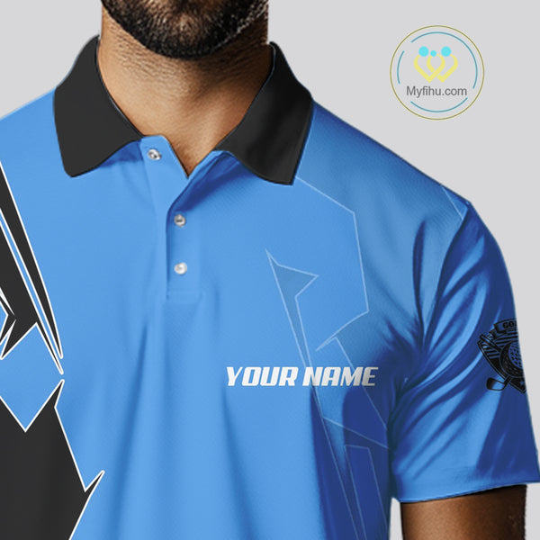 Mens golf polo shirts custom blue and black golf tops for men, best golf gifts NQS10062