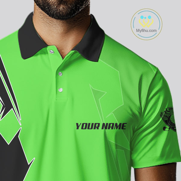 Mens golf polo shirts custom green and black golf tops for men, best golf gifts NQS10063