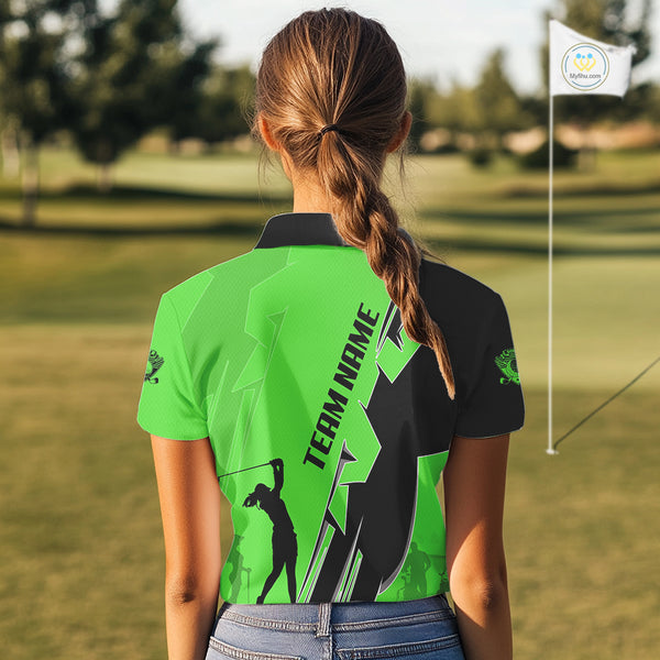 Women golf polo shirts custom green and black golf tops for ladies, best golf gifts NQS10063