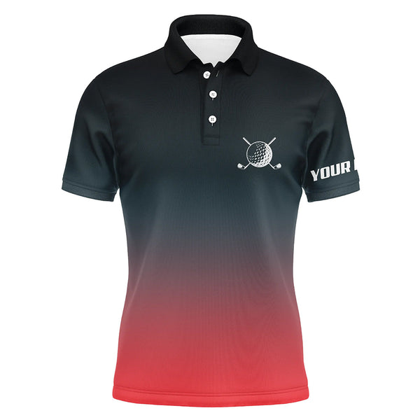 Black and red gradient Mens golf polo shirts custom golf clothes for men, best golf gifts for men NQS6296