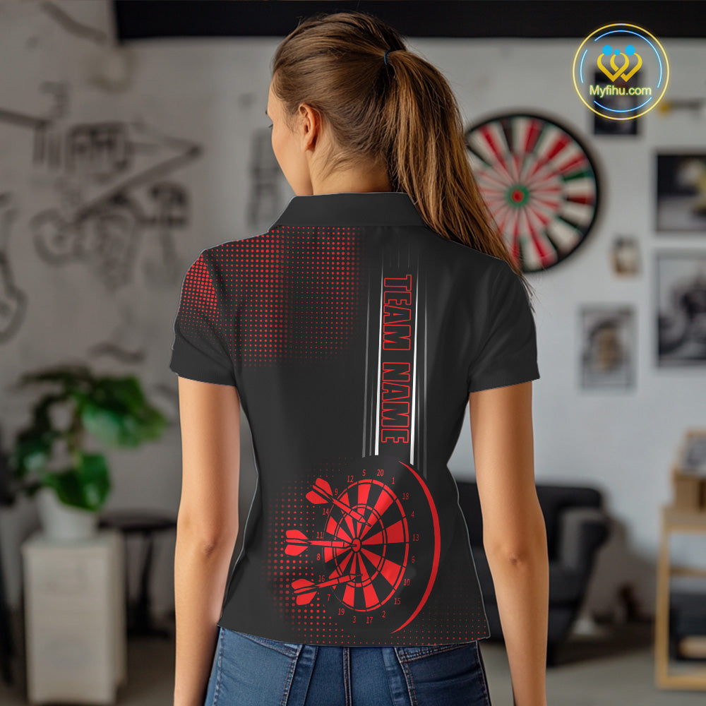 Personalized Black and Red Darts Shirt For Women Custom Dart Outfit Team Jerseys NQS10593