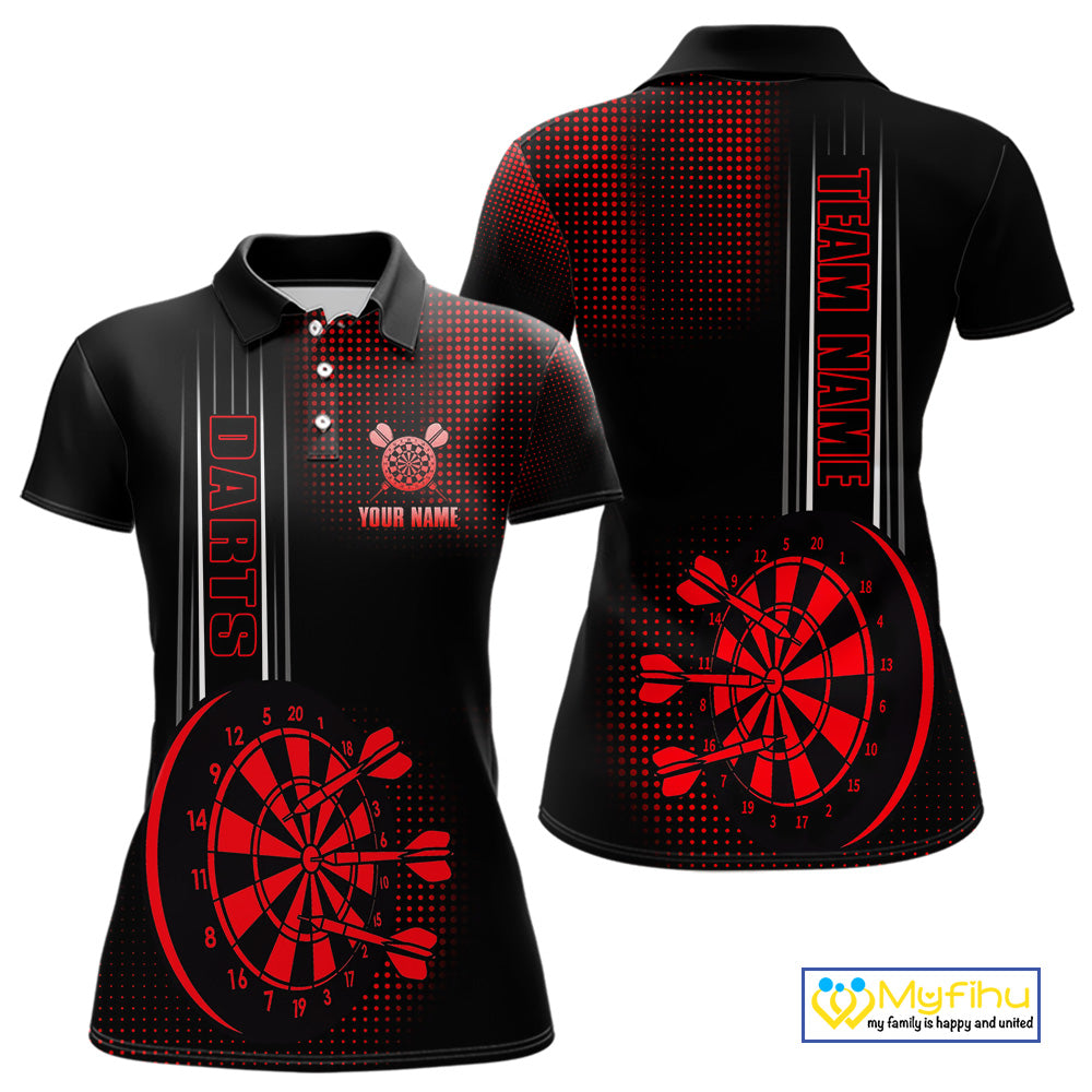 Personalized Black and Red Darts Shirt For Women Custom Dart Outfit Team Jerseys NQS10593