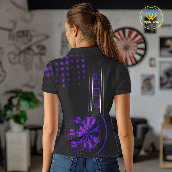 Personalized Black and Purple Darts Shirt For Women Custom Dart Outfit Team Jerseys NQS10594