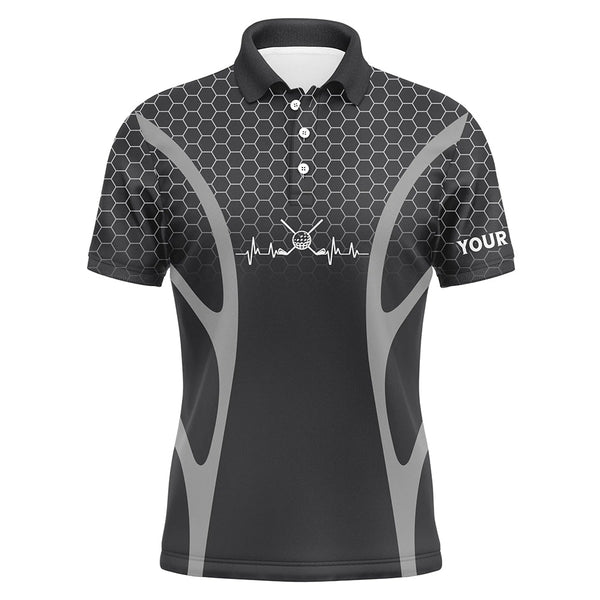 Black Camo Golf heartbeat Mens Golf Polo Shirts Custom Mens Golf Tops, unique golf gifts NQS9116