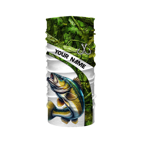 Walleye fishing Green Camo UV protection Custom long sleeve fishing shirts, Walleye tournament jerseys NQS5131