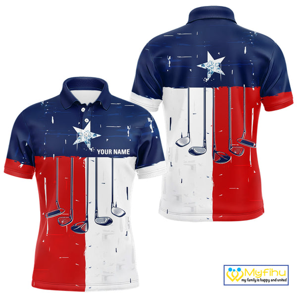 Texas Flag Golf Clubs Mens Golf polo shirt Custom patriotic Mens golf top, personalized golf gifts NQS10381