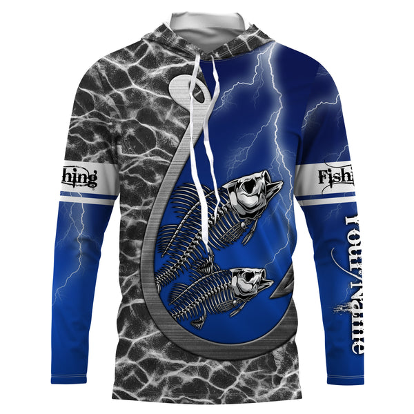 Bass fishing fish reaper fish hook fish skull Custom Name 3D All over Printed UV Protection Shirts NQS4065