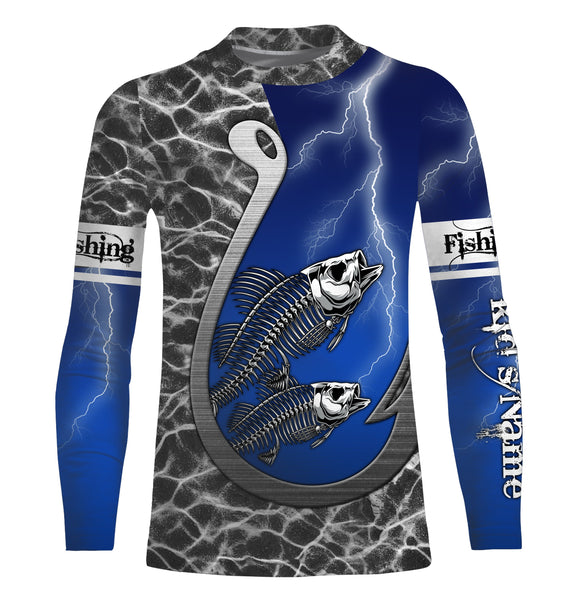Bass fishing fish reaper fish hook fish skull Custom Name 3D All over Printed UV Protection Shirts NQS4065