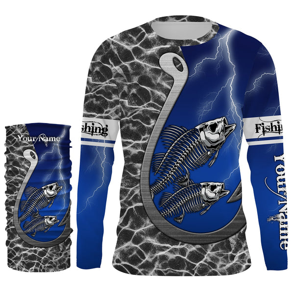 Bass fishing fish reaper fish hook fish skull Custom Name 3D All over Printed UV Protection Shirts NQS4065