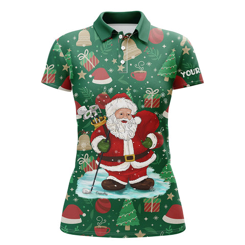 Womens golf polo shirts custom Santa golf Christmas season pattern, Christmas golf gifts for ladies NQS6775
