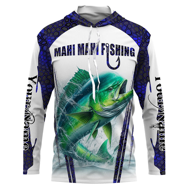 Mahi mahi fishing blue camo Custom Funny Fishing Shirts UV Protection Gift For Fisherman NQS5651