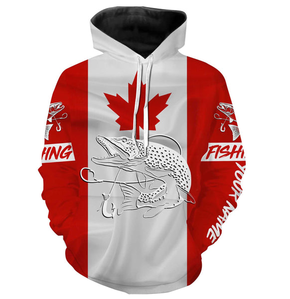Northern Pike Fishing 3D Canadian Flag Customize name All over print shirts NQS471