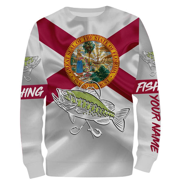 Bass Fishing Florida FL Flag Patriotic Customize Fishing Shirts  For Men, Women, Kid NQS480