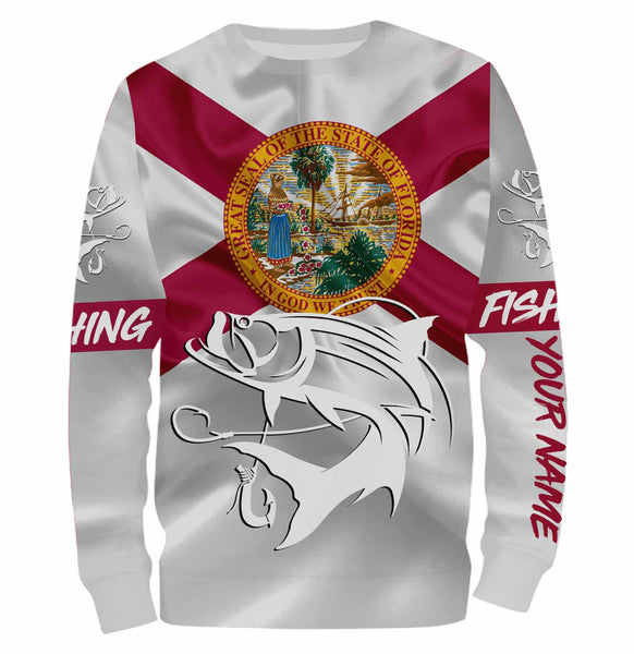Tarpon Fishing Florida Flag Custom name All over print shirts - personalized fishing gift for men, women and kid - NQS494
