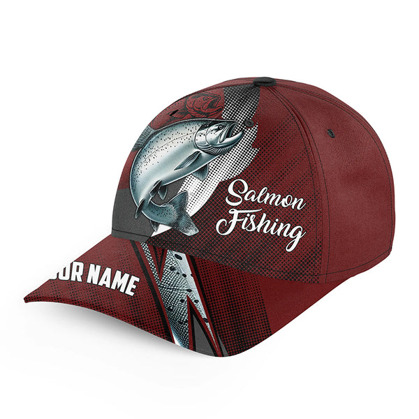 Chinook Salmon fishing camo hats for men, women custom baseball best Salmon fishing hat | Red NQS7759